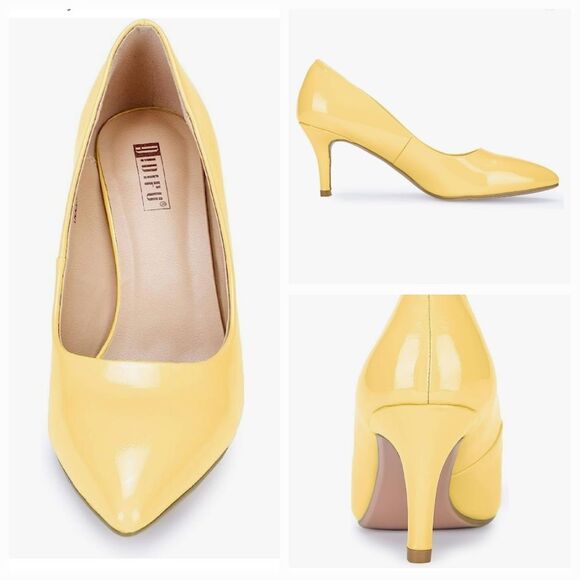 🩵NWOB Yellow Patent Classic Heels Size 8 - Picture 3 of 14